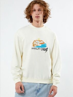 Pacsun Amalfi Coast Embroidery Crew Neck Sweatshirt Size Large